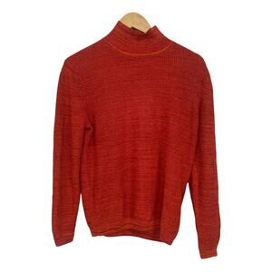Edinburgh Knitwear Mock Neck Sweater‎ Silk Cotton Women Orange Size XS